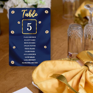 Marine & Gold Chic Mariage Numéro de table Liste d