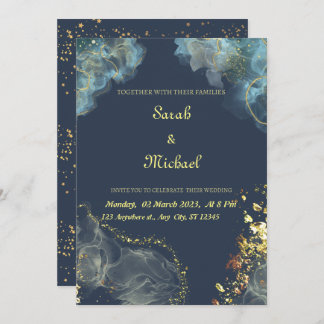 Marine Gold Faire-part de mariage moderne