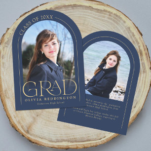 Marine Gold Modern Arch 2 Photo Grad Faire-part