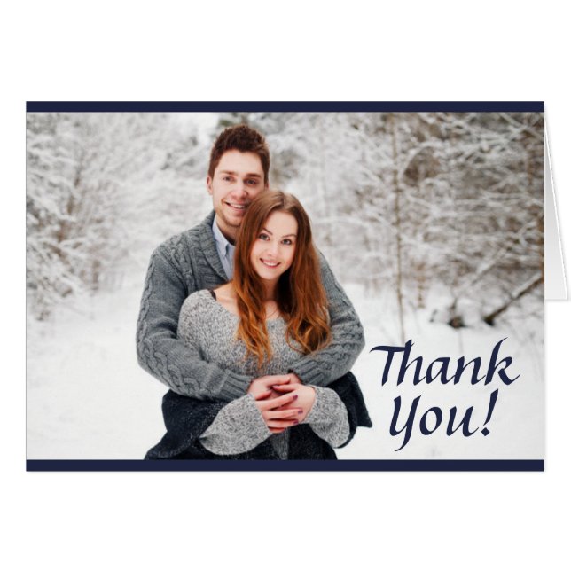 Marine & Gold Stardust, Mariage photo Carte de rem (Devant Horizontal)