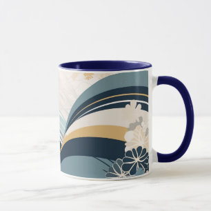 Marine japonaise Floral & Vagues Mug