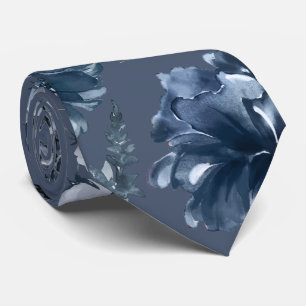 Marine Jardin bleu Florals Marine Mariage Cravate