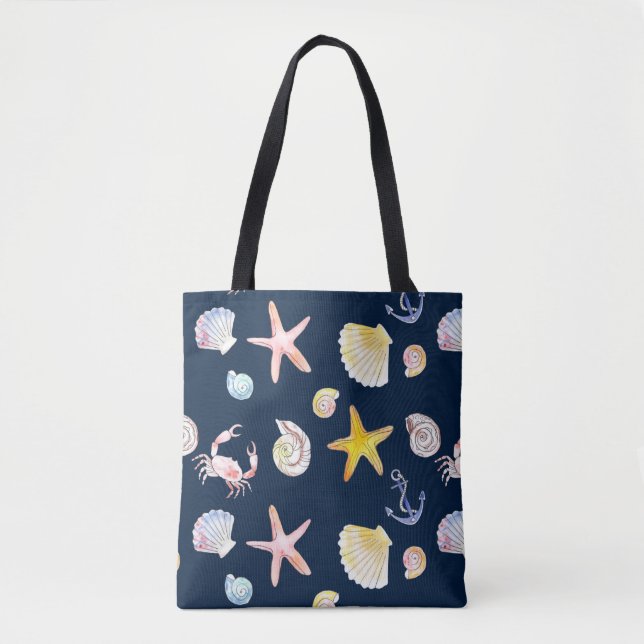 Marine Life & Ancres (Dark) Sac fourre-tout (Devant)