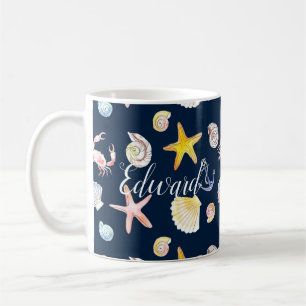 Marine Life & Ancres (foncé) Café Mug