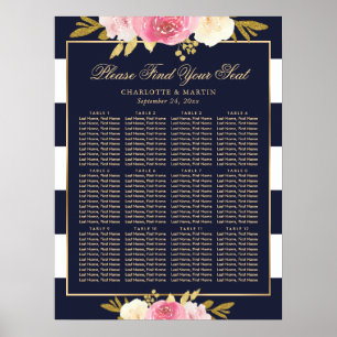 Marine Mariage bleu rose floral Tableau 12