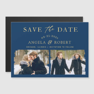 Marine moderne Blue Gold 2 Photo Save the Date Mag