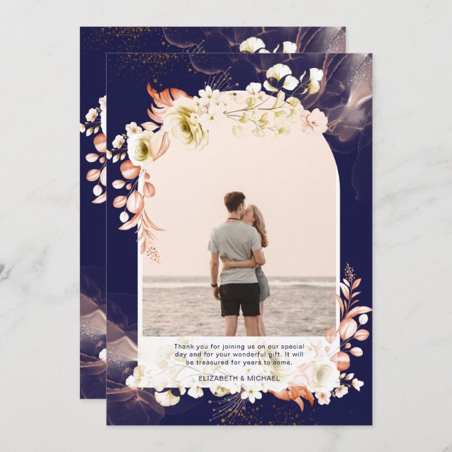 Marine moderne Coral Floral PHOTO MERCI (Devant / Derrière)