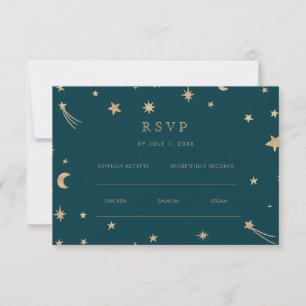 Marine Mystical Gold Stars Lune Mariage Rsvp