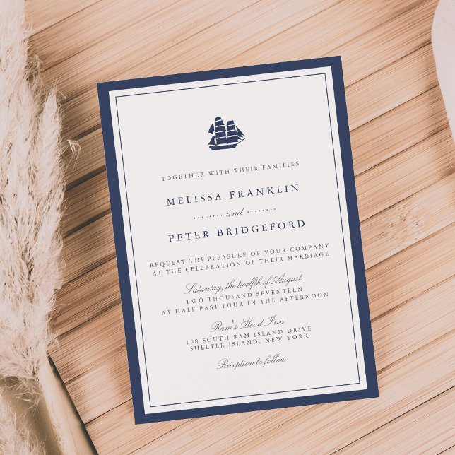 Marine nautique et Faire-part de mariage blanc | L (Créateur téléchargé)