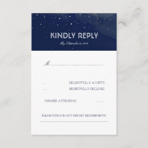 Marine Night Stars Élégant Mariage Carte RSVP