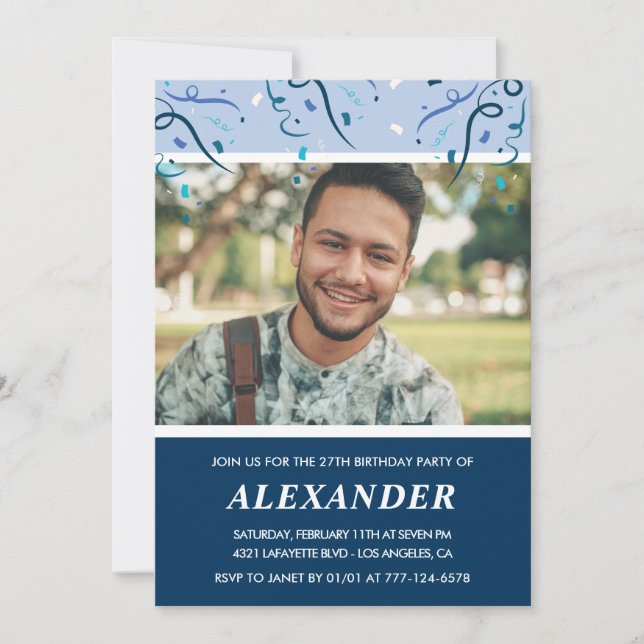 Marine Photo invitations à 27e anniversaire Homme (Devant)