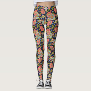 Marine Retro les années 70 Pink Aqua Leggings flor
