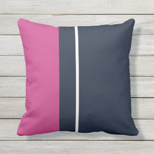 Marine rose et Coussin extérieur moderne à rayures