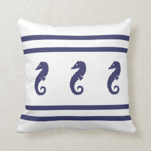 Marine SEAHORSE sur blanc COUSSIN vie côtière