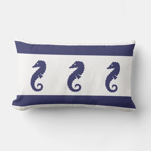 Marine SEAHORSE sur blanc COUSSIN vie côtière (Recto)