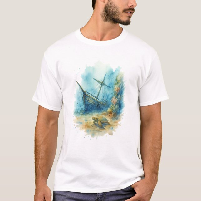 Marine themed tshirt - Shipwreck (Devant)