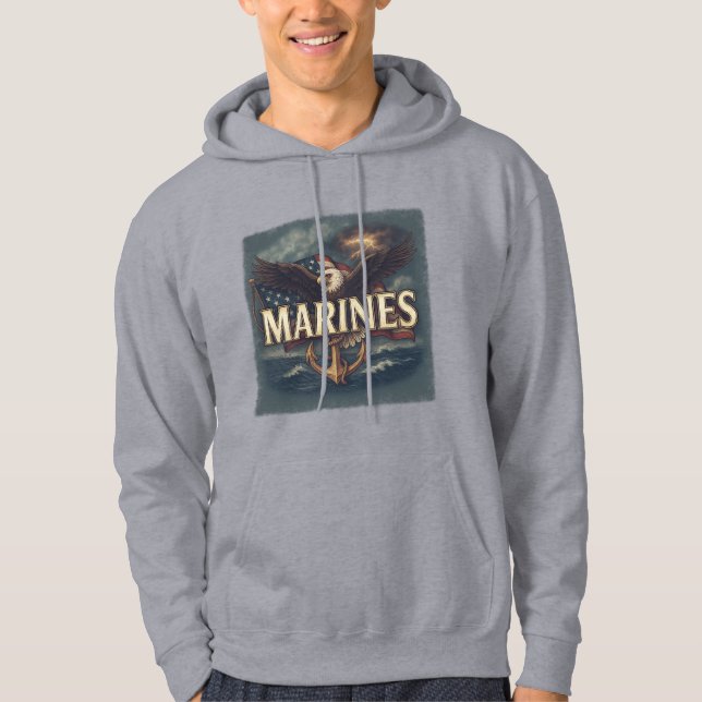 "Marines" sur aigle & drapeau sweat à capuche (Devant)