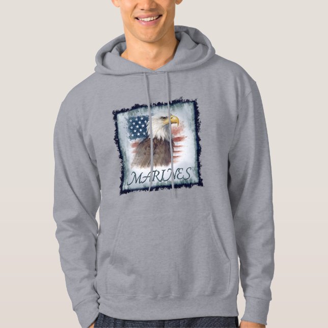 "Marines" sur aigle & drapeau sweat à capuche (Devant)