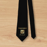 marionnettiste personnalisé or script noir Cravate<br><div class="desc">marionnettiste personnalisé or noir typographie mariage Cravate,  personnalisé</div>