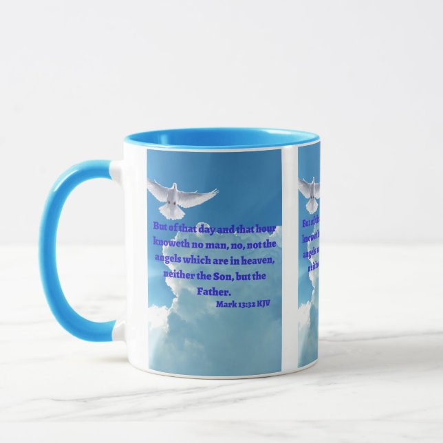 Mark 13:32 KJV Bible Verse Pic Mug Deux Tons (Gauche)