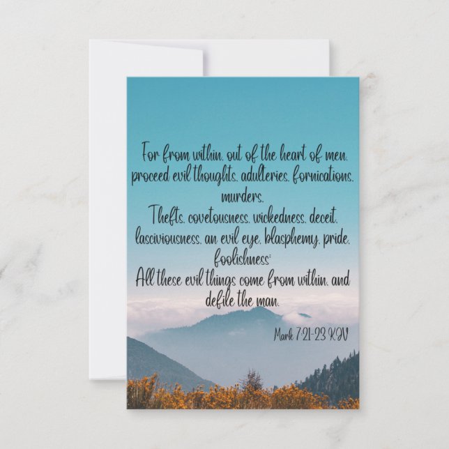 Mark 7:21-23 KJV Bible Écriture Pic Carte de voeux (Devant)