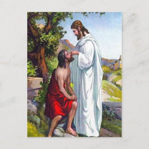 Mark 8:22-26 Jésus guérit une carte postale Homme 