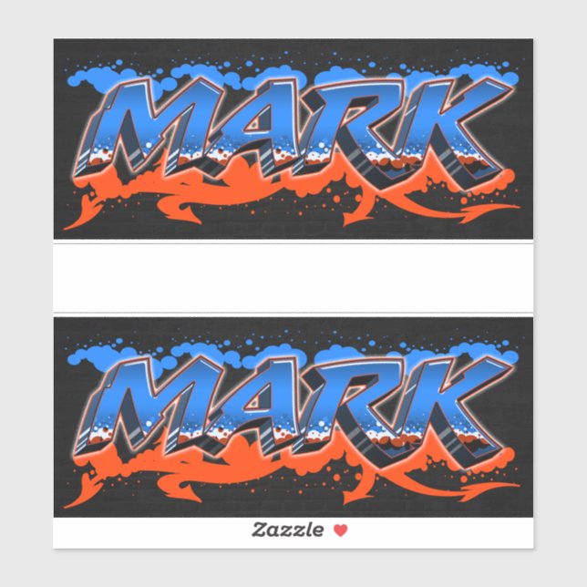 Mark Prénom Nom Graffiti Autocollants (Feuille)