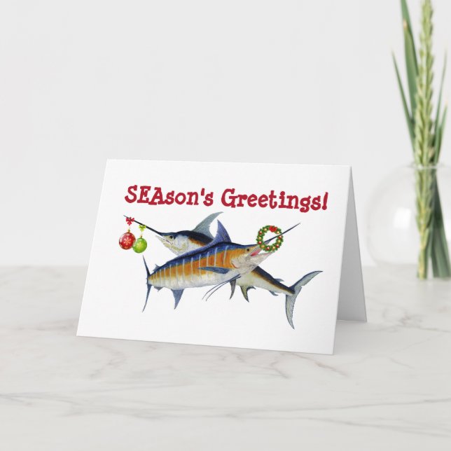 Marlin et carte de Noël d'espadons (Devant)