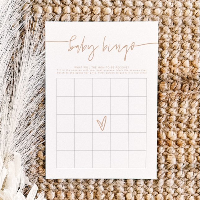MARLO Boho Beige Baby shower Bingo Carte de jeu (Créateur téléchargé)