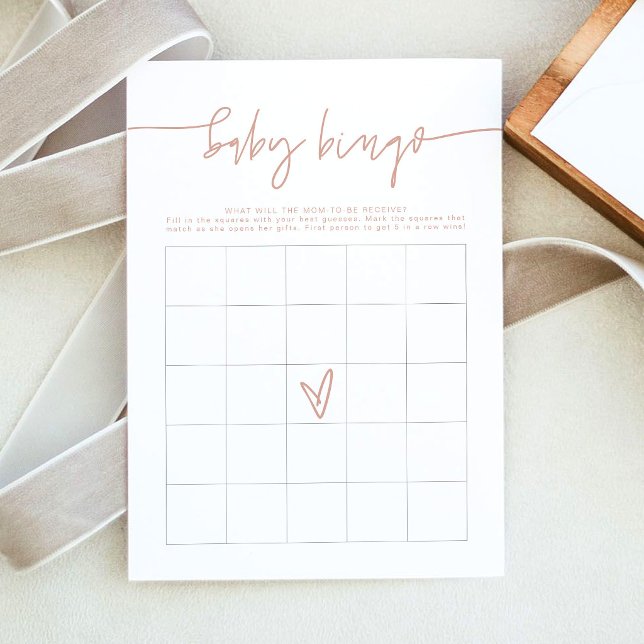 MARLO Carte de jeu de bingo Baby Shower Rose Boho (Créateur téléchargé)
