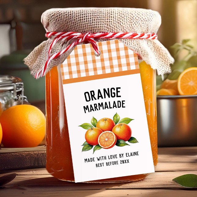 Marmelade orange Étiquette de réserve à damiers mo (Créateur téléchargé)