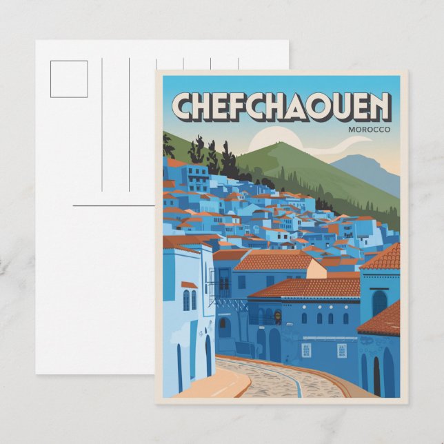 Maroc carte postale chefchaoun, cadeau de la ville (Devant / Derrière)