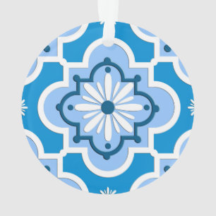 Marocain en tuiles motif - Bleu et Blanc