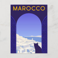 *~* Marocco Maroc Carte Postale Chat Fenêtre Ledge