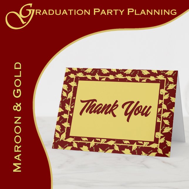 Maron de graduation et Merci Gold Party (A maroon and gold color scheme brings elegance to your graduation party.  www.greencarbon2112.com)