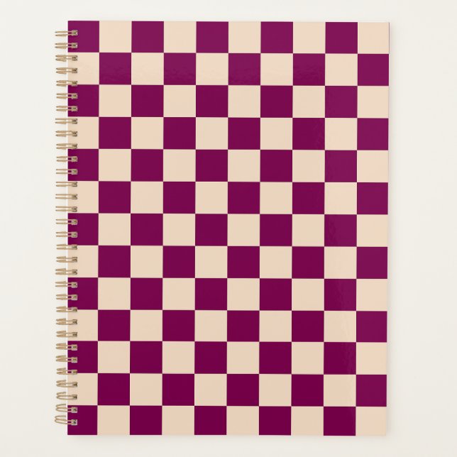 Maroon and beige checkerboard pattern (Devant)