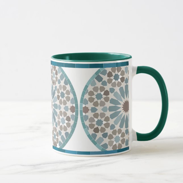 Maroon and Green Geometric Pattern Mug (Droite)