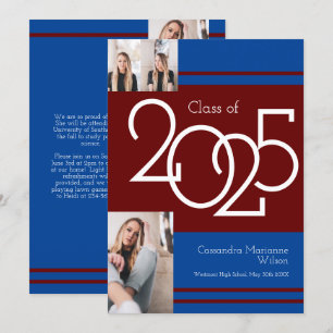 Maroon Blue School Colors Faire-part de graduation