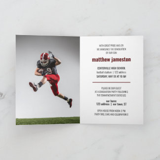 Maroon Bold & Modern Photo Graduation Invitation