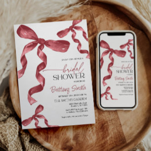 Maroon Bow Coquette Invitation de la douche nuptia