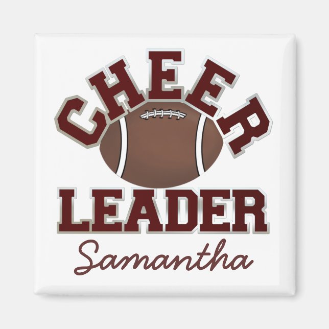 Maroon Custom Football Cheerleader Magnet (Devant)