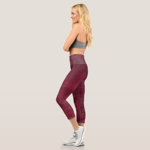 Maroon Design Cuir Capri Leggings