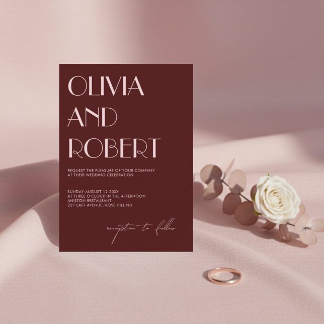 Maroon et faire-part de mariage esthétique rose pâ (Créateur téléchargé)