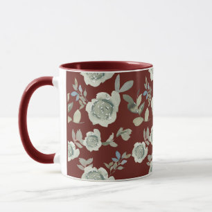 Maroon Floral Mug