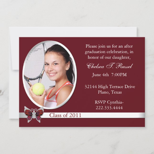 Maroon Graduation Photo invitation de la fête (Devant)