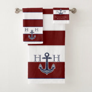 Maroon marine Ancre côtière Nom du monogramme côti