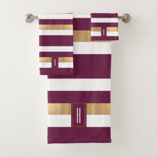 Maroon monogramme moderne rayé