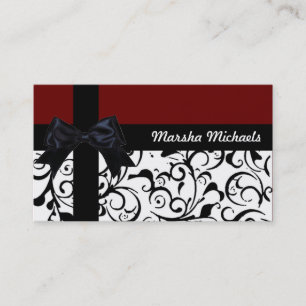 Maroon noir blanc damassé personnalisé cartes de v