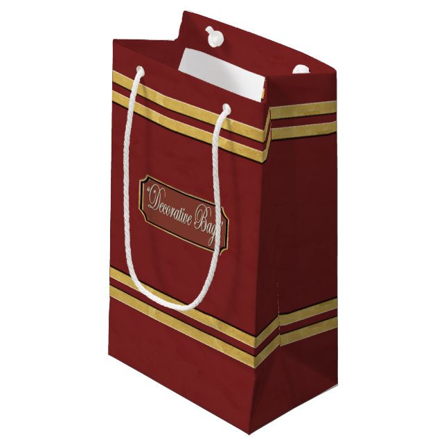 Maroon ou Red Gold Lines Petit sac cadeau (Devant Angle)