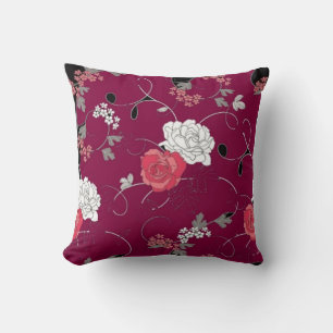Maroon Passon Flower Coussin décoratif